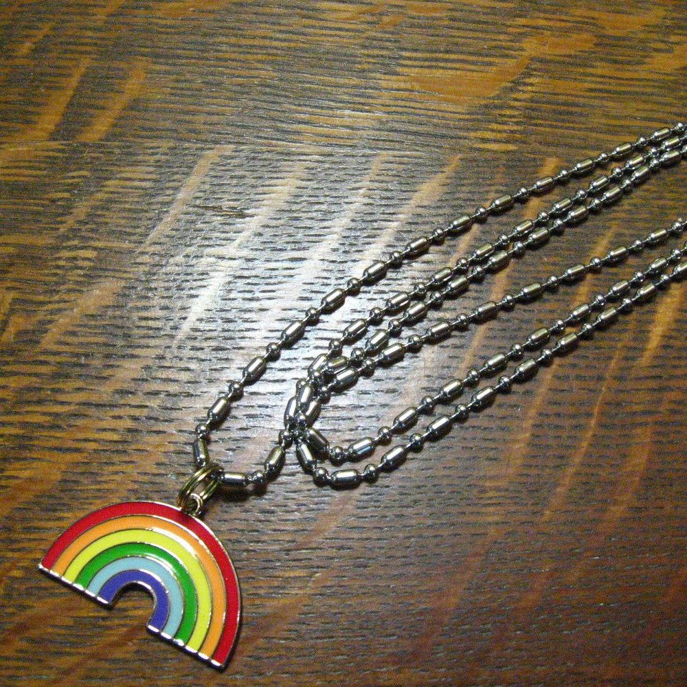 🌈 Gay Pride Rainbow Dog Tag Necklace